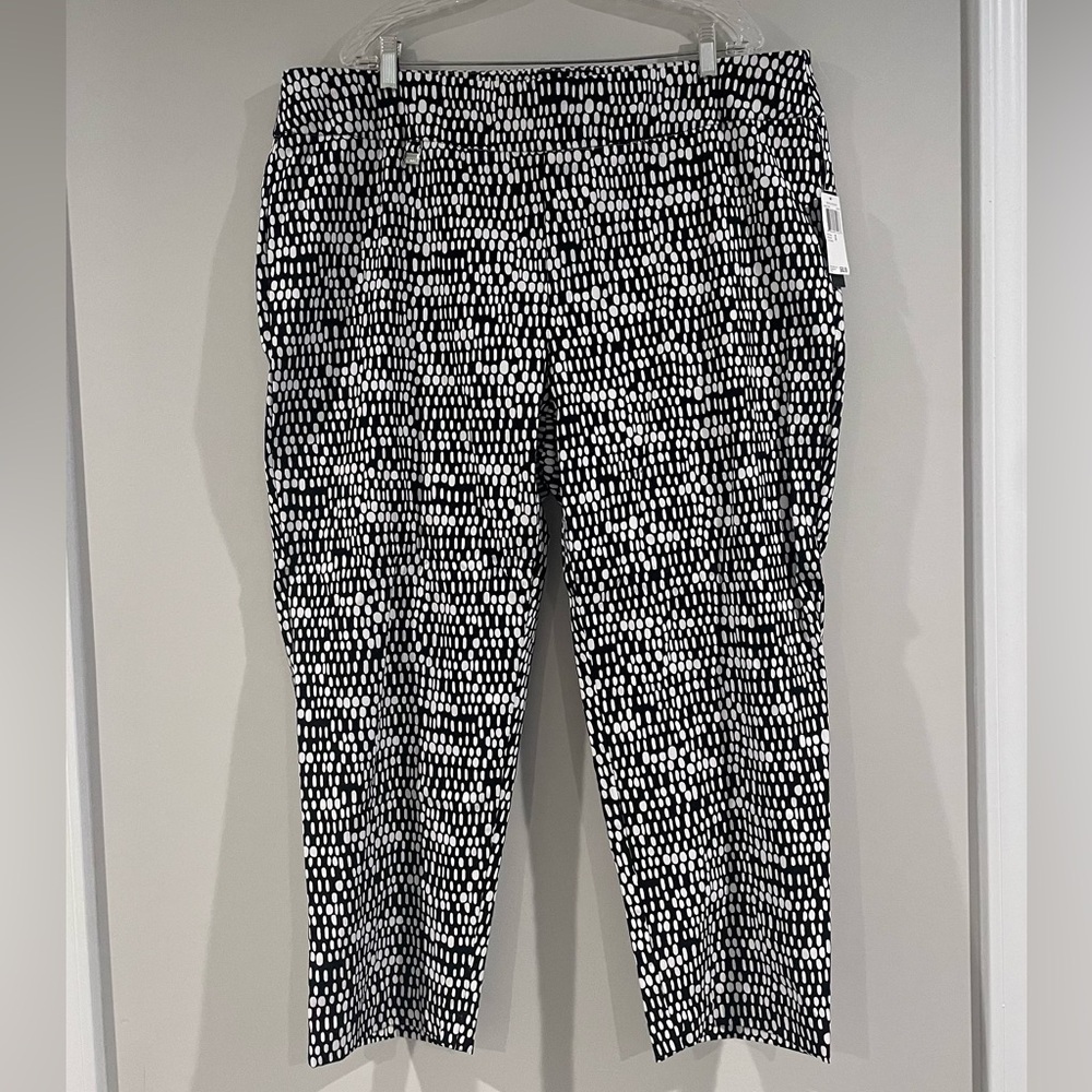 NWT Premise Bengaline Black White Polka Dot Dress Pant Slimming Tummy Control 3X